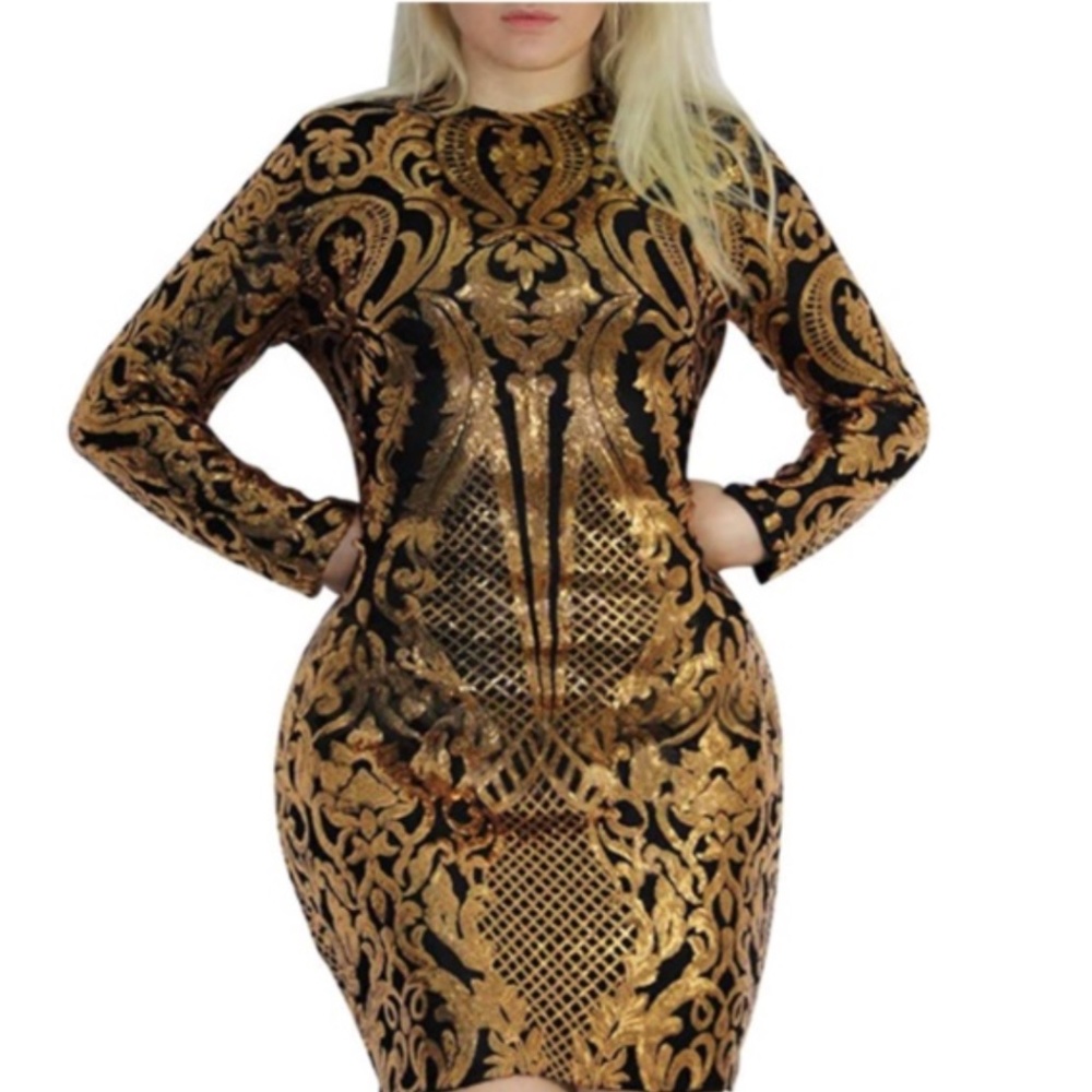 Gold Sequin Cocktail Dress